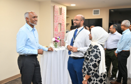 President Dr Mohamed Muizzu convening with the Maldivian community residing in New York and neighboring areas during his ongoing trip to the USA . -- Photo: President's Office