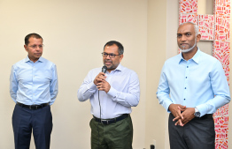 Minister of Foreign Affairs Moosa Zameer speaking at the ceremony held in the Permanent Mission of the Republic of Maldives to meet the Maldivian community residing in America. -- Photo: President's Office