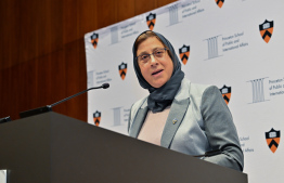 High level representative of Princeton University speaking at the “Dean’s Leadership Series" where President Dr. Mohamed Muizzu gave a speech -- Photo: President's Office