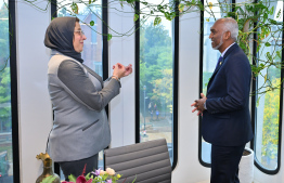 High level representative of Princeton University greeting President Dr. Mohamed Muizzu -- Photo: President's Office