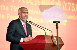 President Dr Mohamed Muizzu speaking during the ceremony -- Photo: Fayaz Moosa