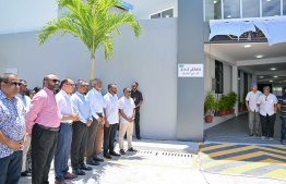 President Dr. Mohamed Muizzu and other senior officials of the government participating in the opening ceremony of Aa Sahara Mosque and attached funeral home -- Photo: President's Office