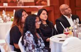 Maldivians residing in New Delhi in yesterday's meeting with President Muizzu.-- Photo: President's Office