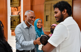 Yesterday's meeting of President Muizzu with Maldivians residing in New Delhi.-- Photo: President's Office