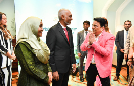 President meets Bollywood actors at a ceremony held in Mumbai to promote Maldives tourism and business --- Photo/President's Office