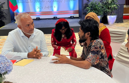 Ajhadh, meeting President Dr. Mohamed Muizzu during his visit to Bangalore -- Photo: Ahmed Hamdhoon | Mihaaru