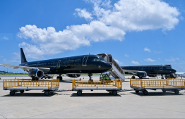 Both aircrafts of Beond parked at Velana International Airport -- Photo: Fayaz Moosa | Mihaaru