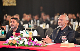 President Dr. Mohamed Muizzu and Sports Minister Abdulla Rafiu at this year's Maldives Sports Award -- Photo: Fayaz Moosa | Mihaaru