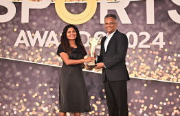 Best female surfing athlete award went to Mariyam Raahil Naseem -- Photo: Fayaz Moosa | Mihaaru