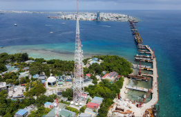 Thilamalé Bridge construction in progress. Super structures are now being laid out -- Photo: Nishan Ali | Mihaaru