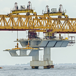 Thilamalé Bridge construction in progress. Super structures are now being laid out -- Photo: Nishan Ali | Mihaaru