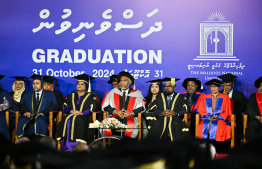 President Dr Mohamed Muizzu and and senior officials of the Maldives National University attending the ceremony -- Photo: President' Office