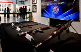 Weapons used during the November 3 attack displayed at the exhibition -- Photo: Nishan Ali