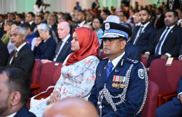 Commissioner of Police Ali Shujau at the Republic Day event held at Dharubaaruge -- Photo: President's Office