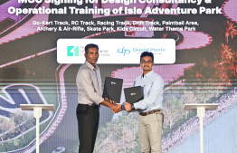 Signing of MoU for Isle Adventure Park.-- Photo: Fayaz Moosa / Mihaaru