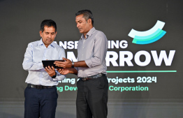 Economic Minister Saeed launching HDC's 'Transforming Tomorrow' initiative.-- Photo: Fayaz Moosa / Mihaaru