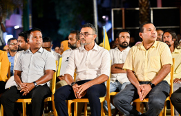 MDP PG Leader Nazil at last night's rally.-- Photo: Nishan Ali / Mihaaru