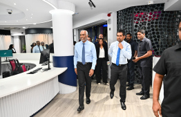 President Dr. Mohamed Muizzu visiting the Development Bank of Maldives after its inauguration -- Photo: President's Office