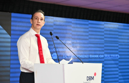 CEO of the newly opened Development Bank of Maldives speaking at the bank's inauguration ceremony -- Photo: President's Office