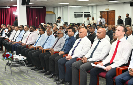 President Dr Muizzu, ministers and other participants at the ceremony to inaugurate Development Bank of Maldives -- Photo: President's Office