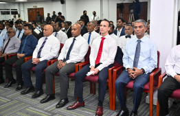 Some government leaders and management of DBM at the ceremony to inaugurate Development Bank of Maldives -- Photo: President's Office