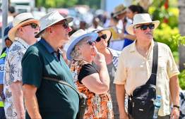 Tourists from cruiseliners visiting Male'.-- Photo: Nishan Ali / Mihaaru