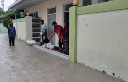 Flooding in Nilandhoo.-- Photo: Ahmed Saeed on Facebook