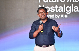 Chief Commercial Officer of Ooredoo Niyaz speaks at the ceremony. --- Photo - Fayyaz Mooosa l Mihaaru