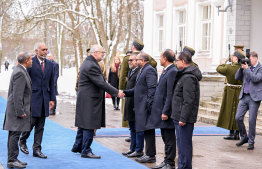 The Maldives delegation is introduced to Estonian President Dr Alar Karis.-- Photo: President's Office