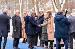 President Dr Mohamed Muizzu is introduced to dignitaries from Estonia.-- Photo: President's Office