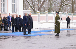 President Dr Mohamed Muizzu is officially welcomed by Estonian President Dr Alar Karis. -- Photo: President's Office