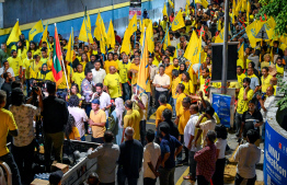 MDP's supporters at the rally organised by the party to voice out against the government last night -- Photo: Nishan Ali | Mihaaru