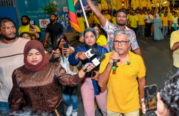 MDP's former Chairperson Reeko Moosa at the rally organised by the party to voice out against the government last night -- Photo: Nishan Ali | Mihaaru