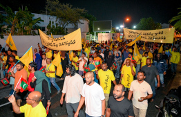 MDP's supporters at the rally organised by the party to voice out against the government last night -- Photo: Nishan Ali | Mihaaru