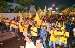 MDP's supporters at the rally organised by the party to voice out against the government last night -- Photo: Nishan Ali | Mihaaru