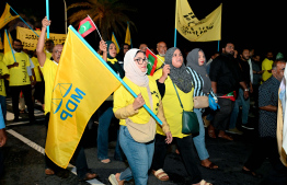 MDP's supporters at the rally organised by the party to voice out against the government last night -- Photo: Nishan Ali | Mihaaru