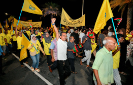 MDP's supporters at the rally organised by the party to voice out against the government last night -- Photo: Nishan Ali | Mihaaru