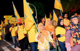 MDP's supporters at the rally organised by the party to voice out against the government last night -- Photo: Nishan Ali | Mihaaru