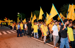 MDP's supporters at the rally organised by the party to voice out against the government last night -- Photo: Nishan Ali | Mihaaru