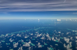 Layer of haze visible above Male' -- Photo: Mauman Saud, X