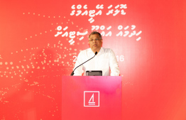 BML CEO Mohamed Shareef speaks at the inauguration of the dollar ATM in Addu.-- Photo: BML