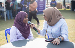 A child being interviewed at MIB's Bingaa maahefun event -- Photo: MIB