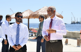 President Dr Mohamed Muizzu visits Rasfannu Beach this afternoon -- Photo: Nishan Ali