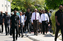 President Dr Mohamed Muizzu visits Rasfannu Beach this afternoon -- Photo: Nishan Ali