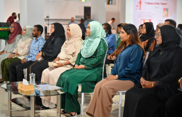 First Lady Sajidha Mohamed taking part in an earlier ceremony held by Broadcasting Commission -- Photo: BroadCom