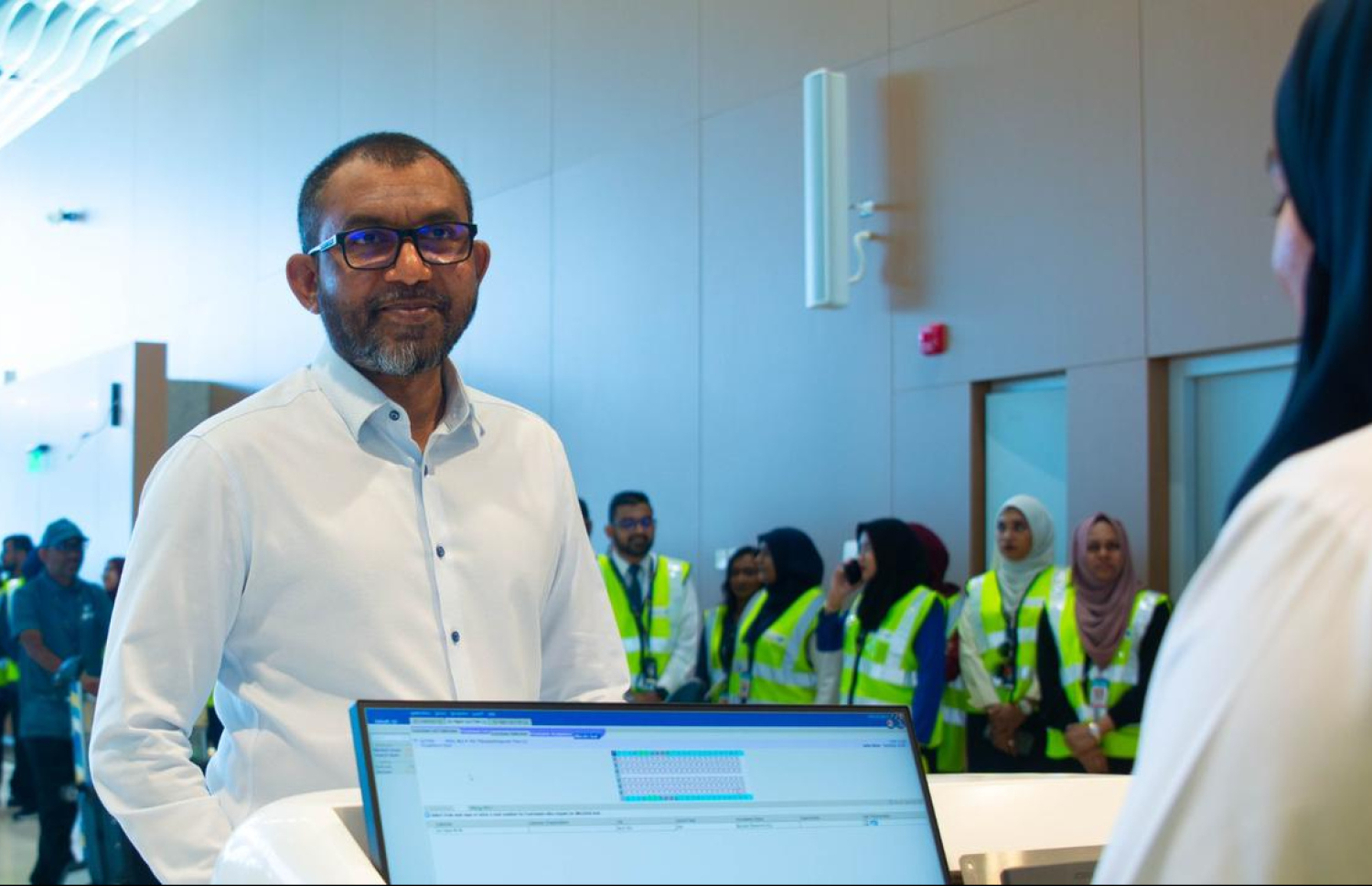 ވެލާނާ އިންޓަނޭޝަނަލް އެއާޕޯޓުގެ އާ ޓާމިނަލުގެ ޗެކް-އިން ސިސްޓަމް ރަނގަޅަށް މަސައްކަތްކުރޭތޯ ކަށަވަރުކުރުމަށް ބޭއްވި ޓްރަޔަލް.-- ފޮޓޯ: އެމްއޭސީއެލް