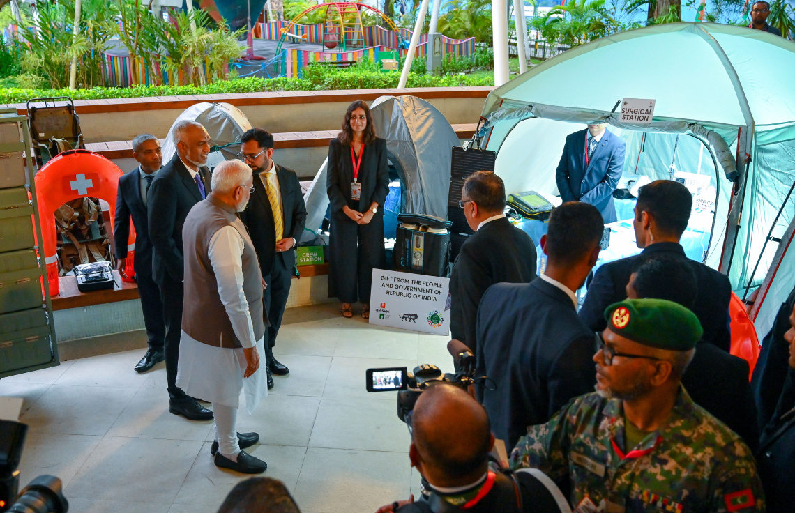 އިންޑިއާގެ ބޮޑު ވަޒީިރު ނަރެންދުރަ މޯދީ ރާއްޖެއަށް މިހާރު ކުރައްވާ ފުރަމާނަ ދަތުރުފުޅުގައި ސަލްޓަން ޕާކްގައި -- ފޮޓޯ: ނިޝާން އަލީ | މިހާރު