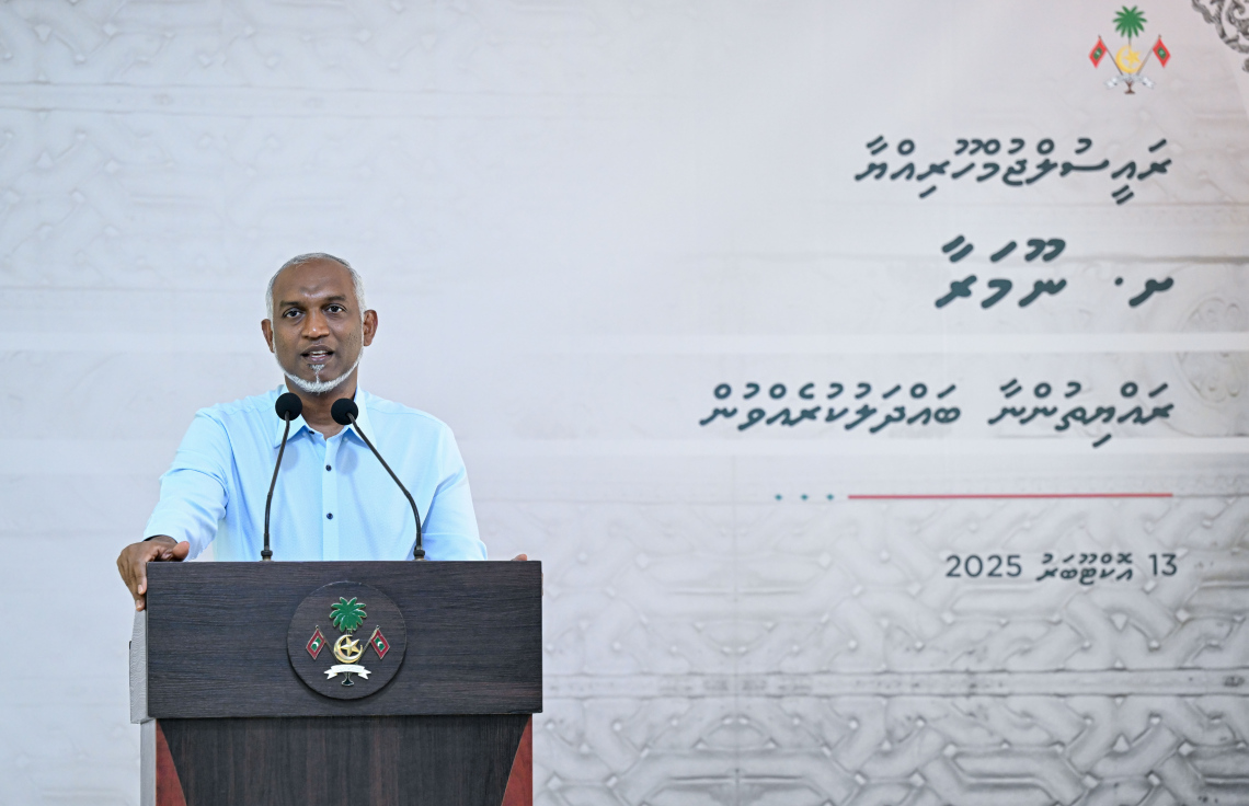 ރައީސް މުއިއްޒު ނޫމަރާގެ ރައްޔިތުންނާ މިއަދު ވާހަކަފުޅު ދައްކަވަނީ.---ފޮޓޯ: ރައީސް އޮފީސް