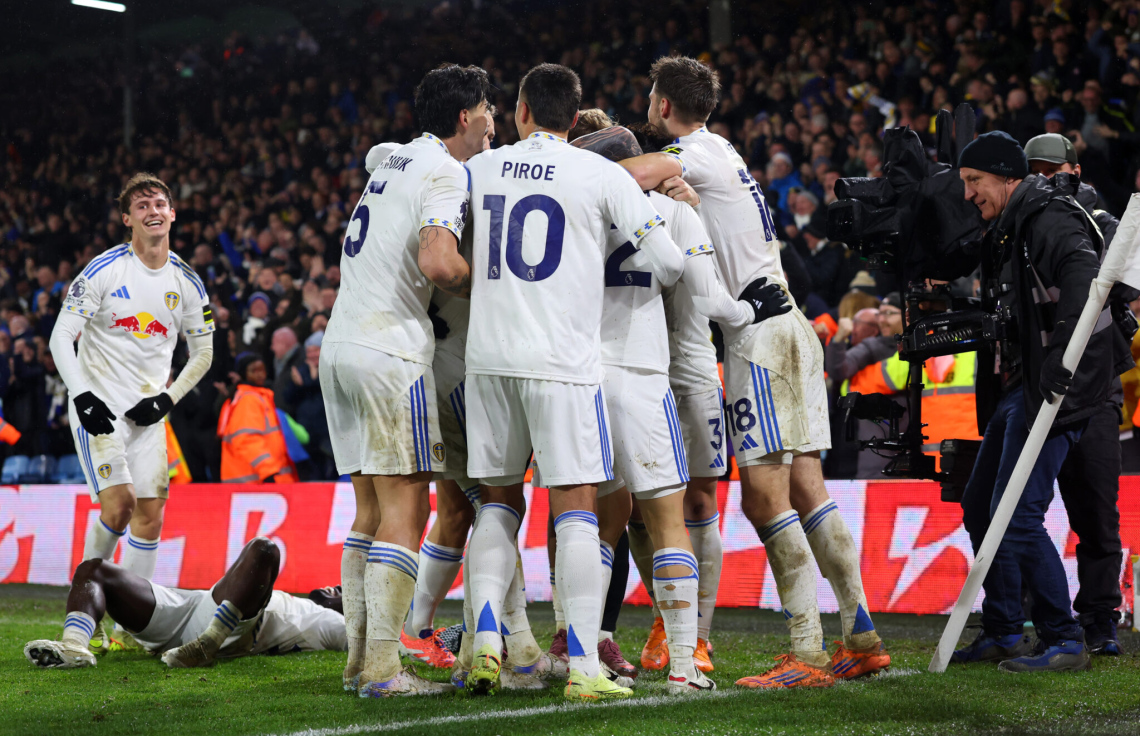 ލީޑްސް އިން ގޯލެއް ޖެހުމަށް ފަހު އުފާފާޅުކުރަނީ.-- ފޮޓޯ: ގެޓީ